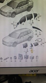 VW Passat B8 variant rechts achterste deel Ruit Glas 3G9845214AE