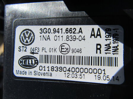 VW Passat Mistlamp Rechts 3G0941662A