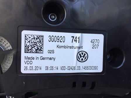 VW Passat B8 teller unit 3G0920