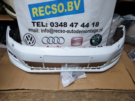 VW Golf 7 Voorbumper LC9A White  4X PDC ruitsproeier