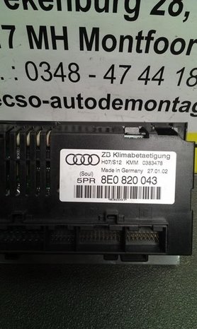 bedieningspaneel kachel clima verwarming audi a4 8E0820043H